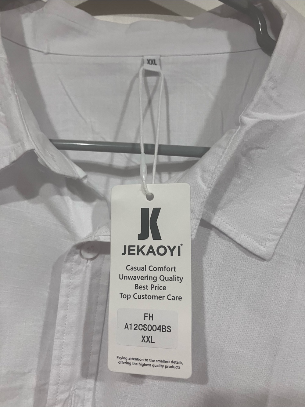 Men's White Linen Button-Down Shirt - Classic Fit size XXL. NWT - Picture 3 of 4